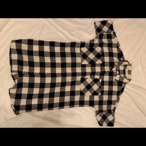 Cream and Black flannel button down dress